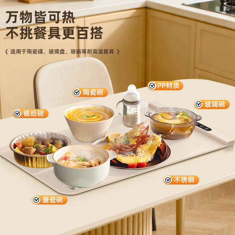 New cross-border foldable silicone warming plate, autumn and winter food heating pad, multi-functional digital display dining table heat preservation board
